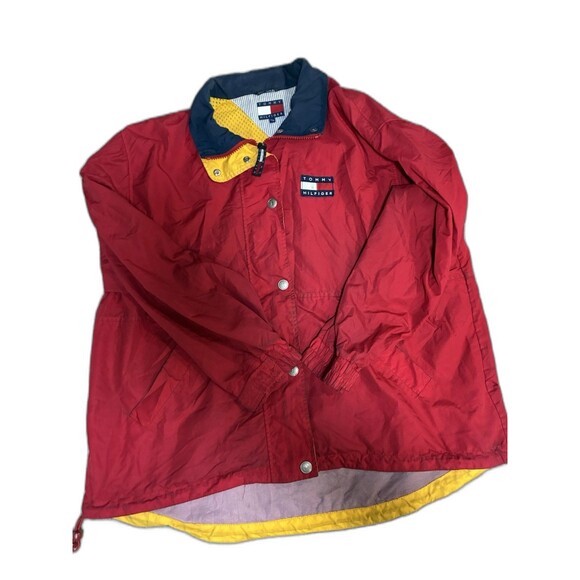 Vintage Tommy Hilfiger Red Sailing Jacket XL Flag Spellout Nylon Windbreaker - Picture 9 of 14